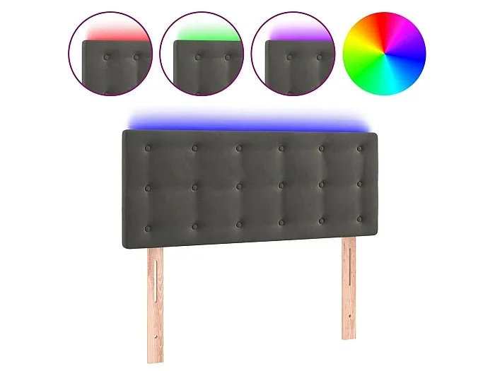 Cabecero con LED de terciopelo gris oscuro 80x5x78/88 cm ES90046