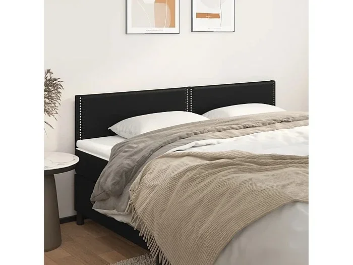 Cabeceros 2 unidades de cuero sintético negro 100x5x78/88 cm