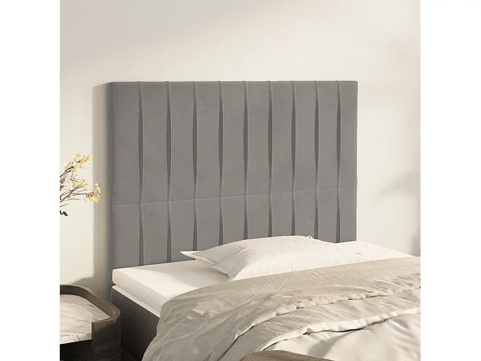 Cabeceros 2 unidades de terciopelo gris claro 100x5x78/88 cm