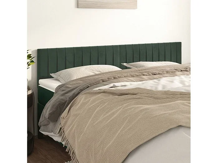 Cabeceros 2 unidades de terciopelo verde oscuro 100x5x78/88 cm