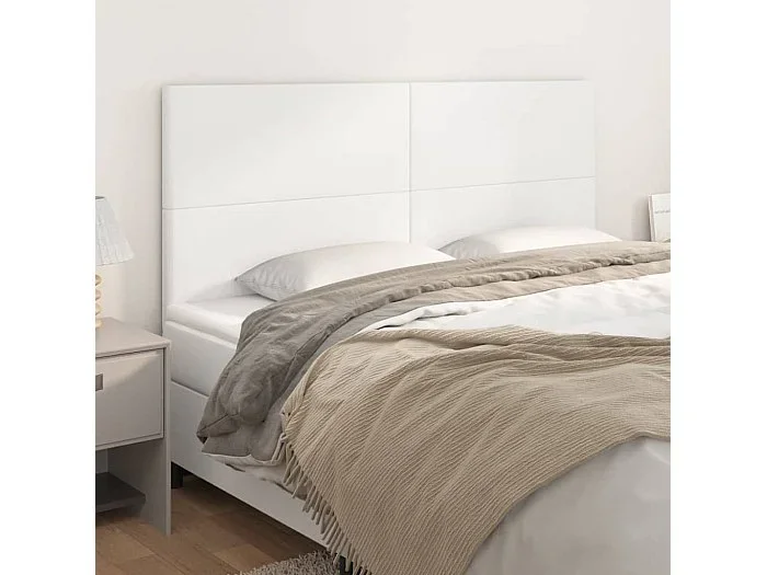 Cabeceros 4 piezas Blanco 100x5x78/88 cm Polipiel