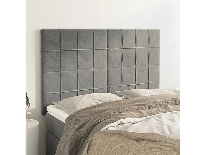 Cabeceros 4 piezas Gris Claro 72x5x78/88 cm Terciopelo