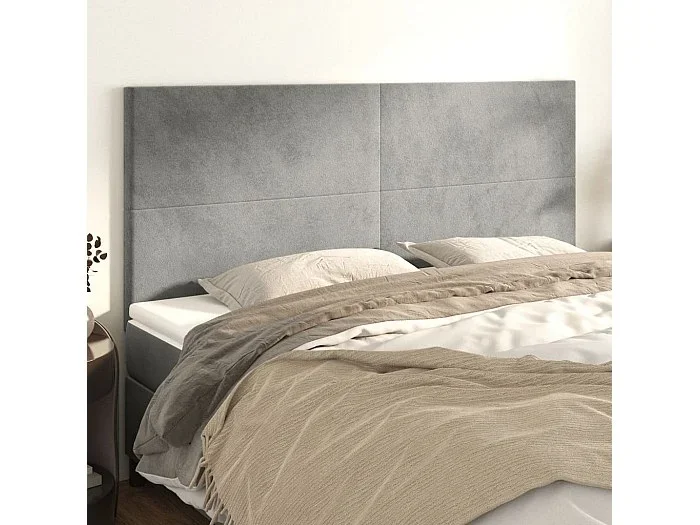 Cabeceros 4 piezas Gris Claro 90x5x78/88 cm Terciopelo