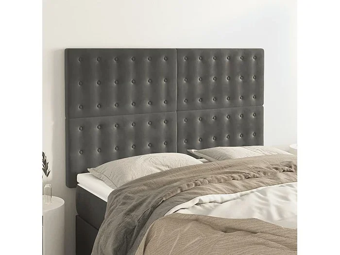 Cabeceros 4 piezas Gris Oscuro 72x5x78/88 cm Terciopelo