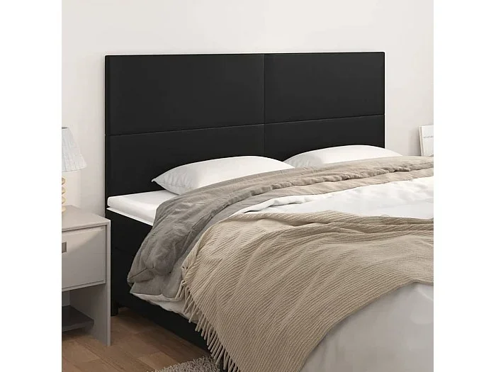 Cabeceros 4 piezas Negro 80x5x78/88 cm Polipiel