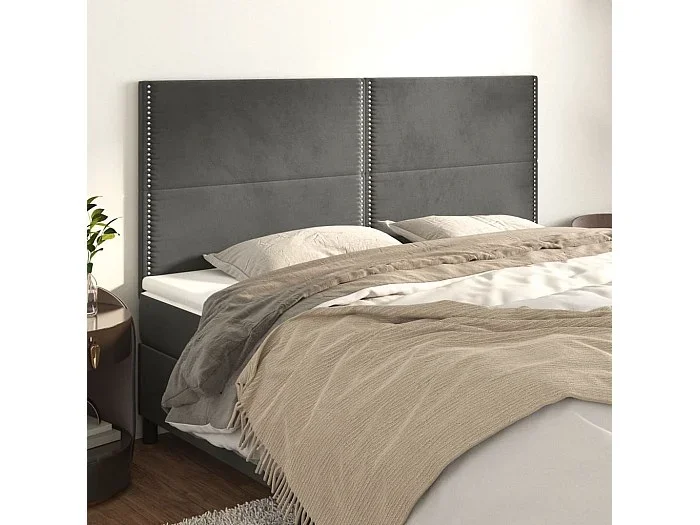 Cabeceros 4 unidades de terciopelo gris oscuro 80x5x78/88 cm ES93916