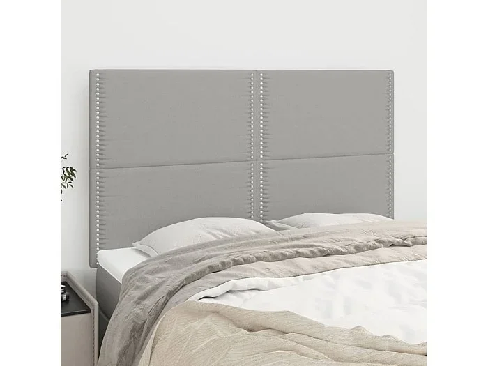Cabeceros 4 unidades tela gris claro 72x5x78/88 cm