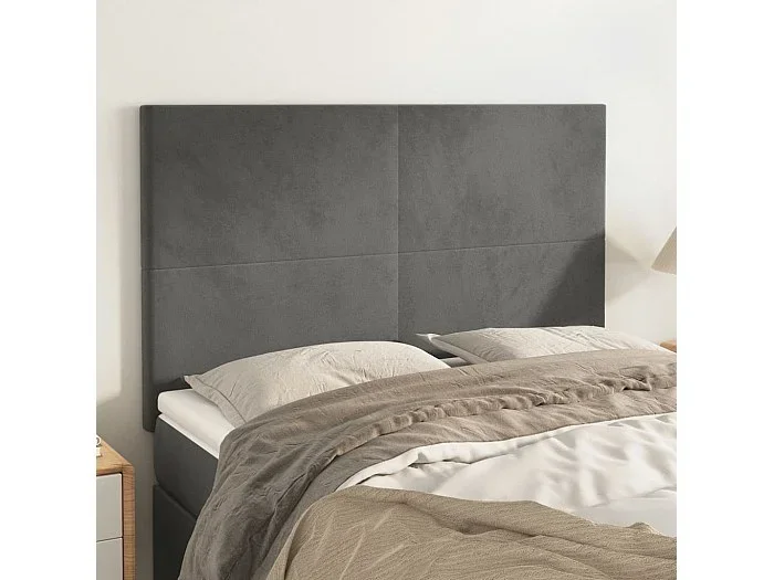 Cabeceros 4 unidades terciopelo gris oscuro 72x5x78/88 cm