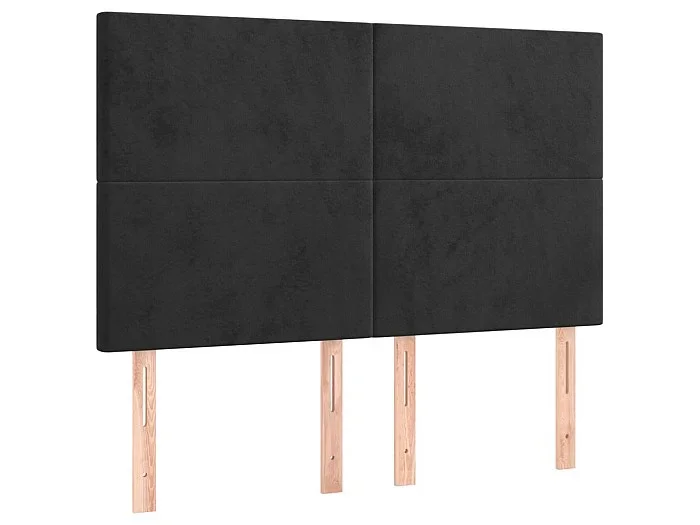 Cabeceros 4 unidades terciopelo negro 72x5x78/88 cm ES92874