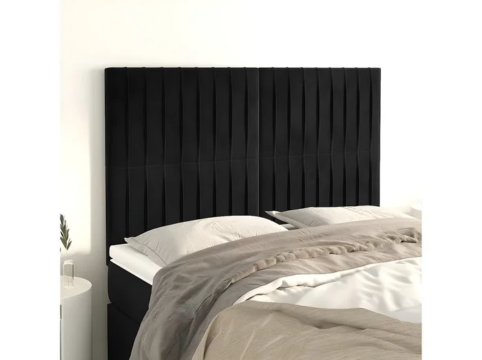 Cabeceros 4 unidades terciopelo negro 72x5x78/88 cm