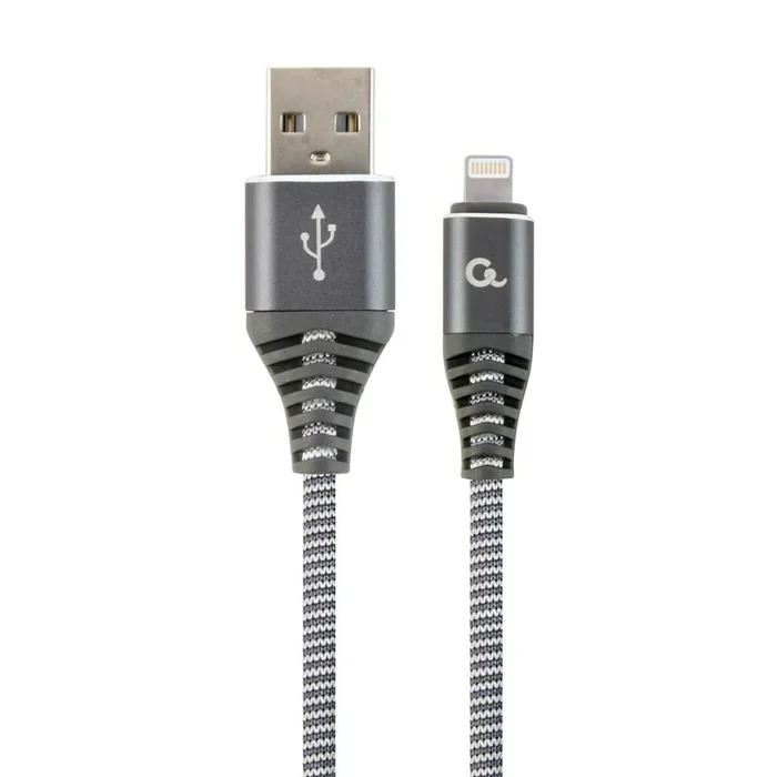Cable USB a Lightning GEMBIRD CC-USB2B-AMLM-2M-WB2 Gris Blanco/Gris 2 m
