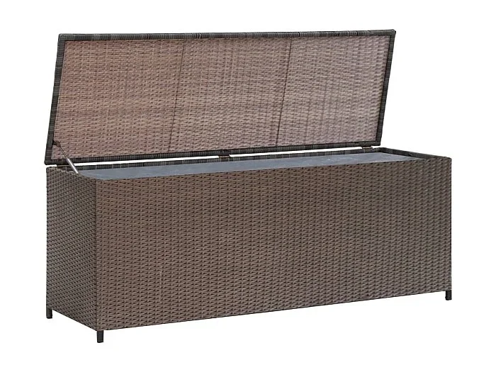 Caja de almacenaje jardín ratán sintético marrón 120x50x60 cm ES334716