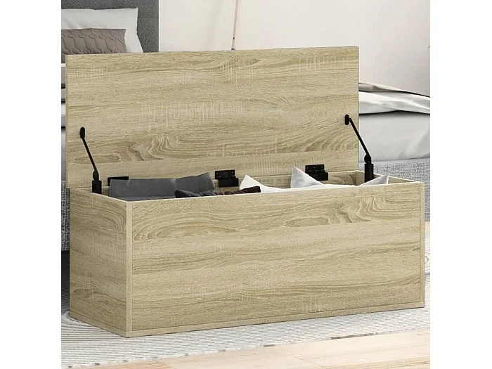 Caja de almacenaje roble Sonoma 90x35x35 cm madera contrachapada