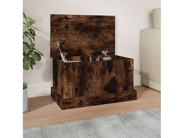 Caja de almacenamiento de roble ahumado 50x30x28 cm madera contrachapada