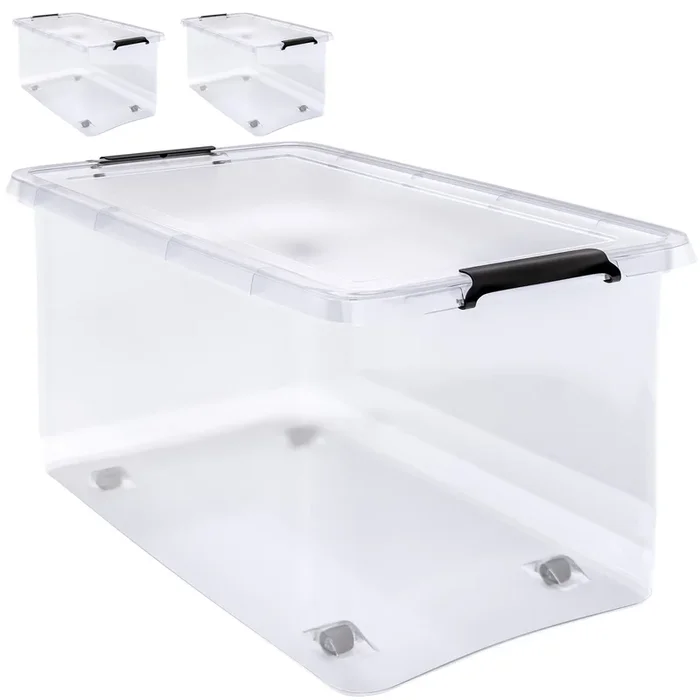 Caja de almacenamiento set de 2 transparente 60x40x35cm 60L