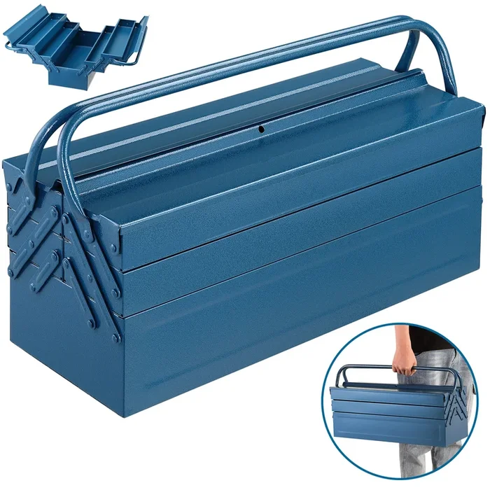 Caja de herramientas con compartimentos extensibles