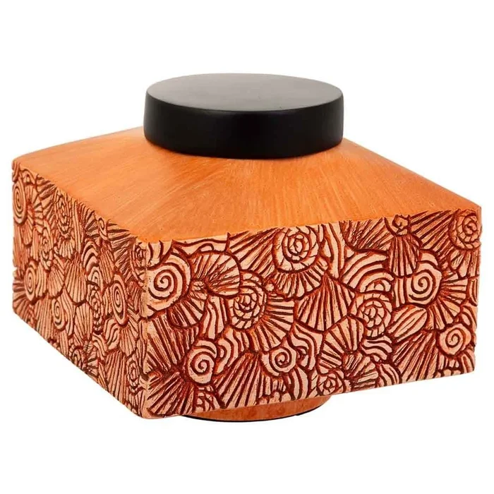 Caja decoración de poliresina naranja 16x16x13,5