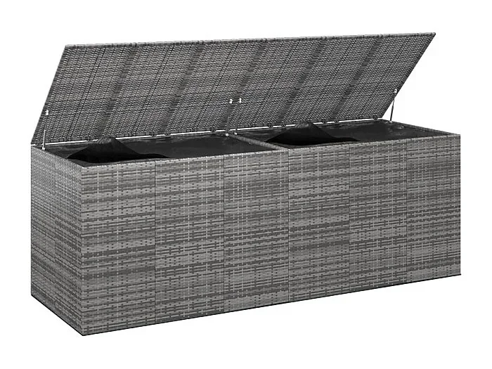 Caja para cojines de jardín resina tejida 291 x 100,5 x 104 cm gris 02_0013166