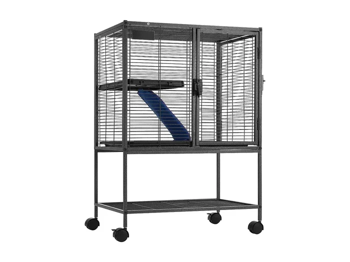 Caja Rodante para Mascotas SucceBuy, 2 Niveles Metal 86cm Planta y Rambla, para Diversos Animales Pequeños