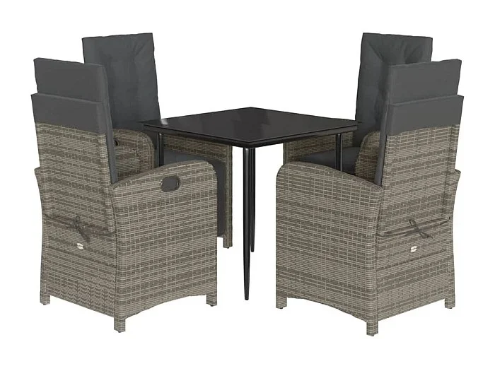Caltanissetta Set comedor de jardín 5 piezas con cojines ratán sintético gris