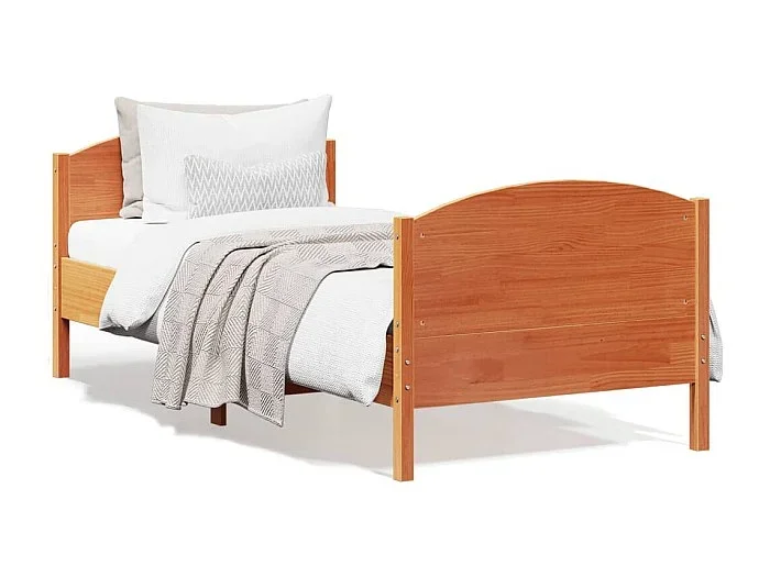 Cama -100×200 cm con cabecero madera pino marrón cera YOE62195