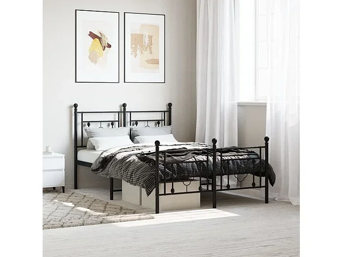 Cama -120×190 cm con cabecero y pie metal negro YOE36651