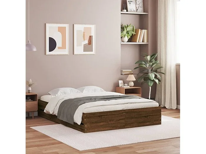 Cama -120×190 cm con cajones madera de ingeniería marrón roble YOE39644