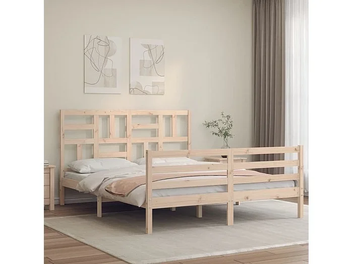 Cama -160×200 cm con cabecero madera maciza YOE89698