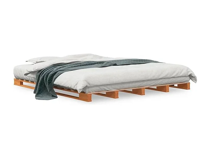 Cama -180×200 cm de palets madera maciza de pino marrón cera YOE63777