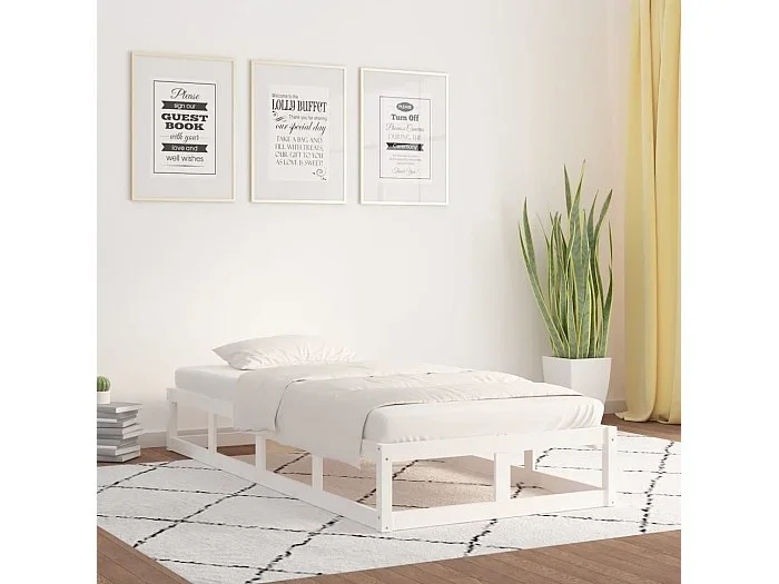 Cama 90×200 cm de madera maciza blanca ES98412
