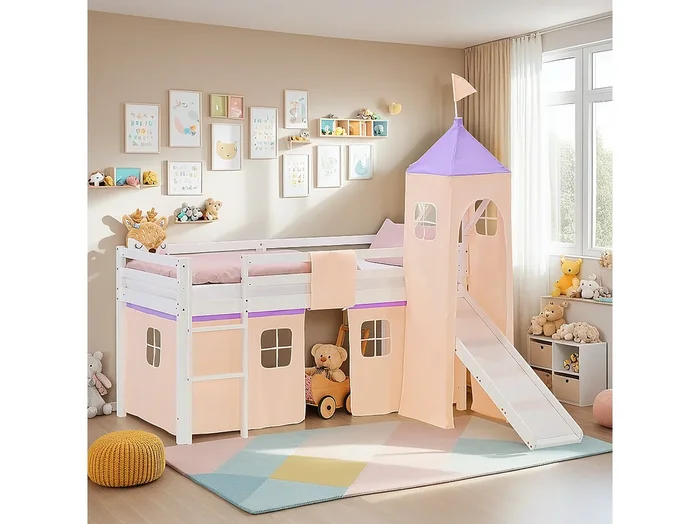 Cama alta para niños 90×200 cm Blanca