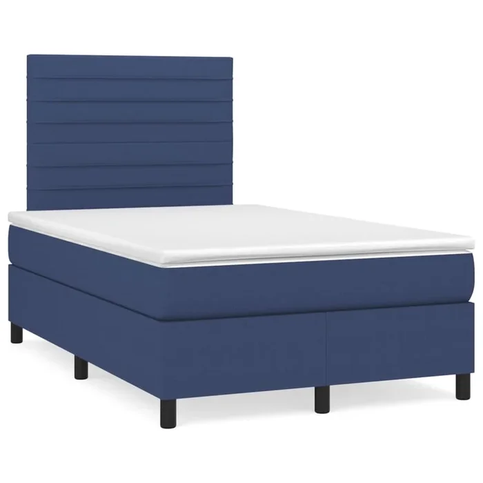 Cama box spring con colchón tela azul 120×200 cm Rayas horizontales