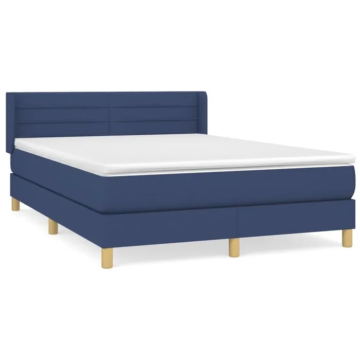 Cama box spring con colchón tela azul 140×190 cm Rayas horizontales