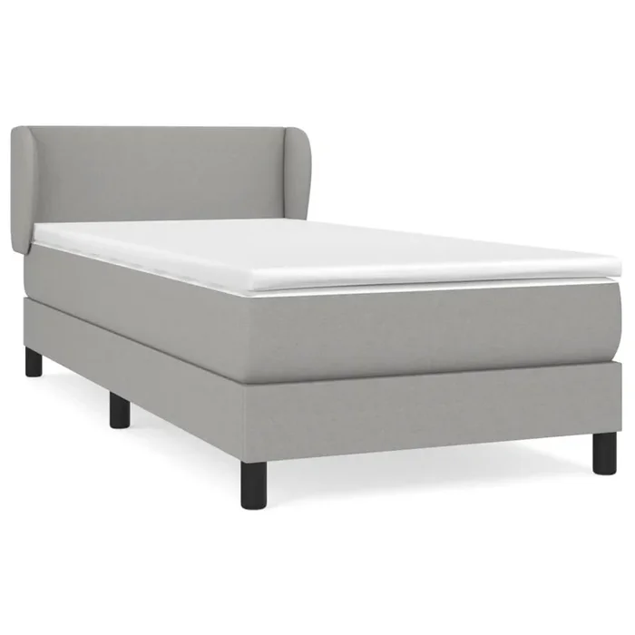 Cama box spring con colchón tela gris claro 80×200 cm Diseño plano
