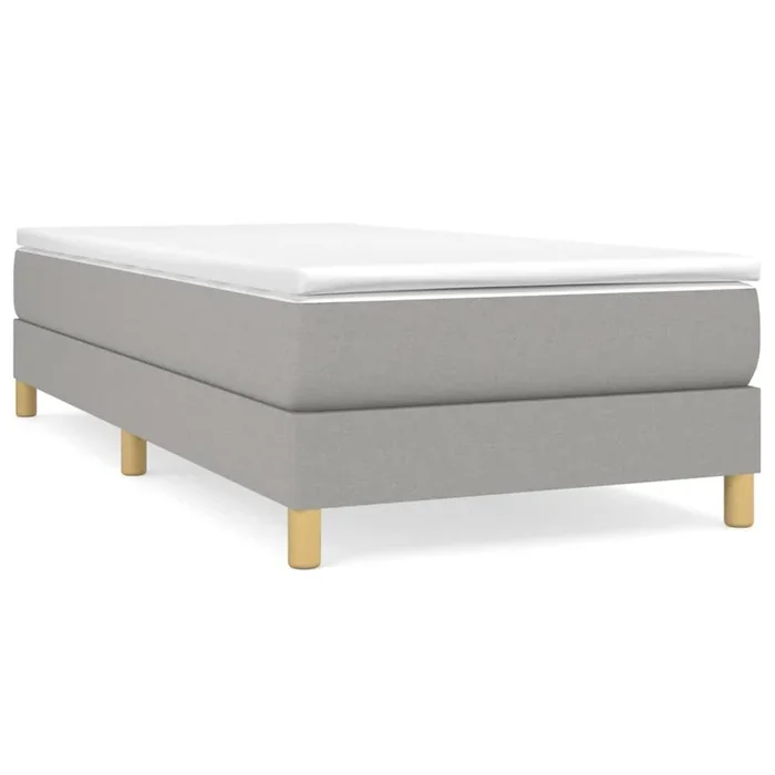 Cama box spring con colchón tela gris claro 90×190 cm