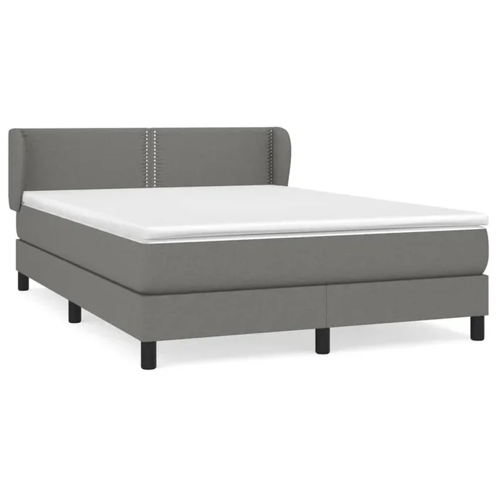Cama box spring con colchón tela gris oscuro 140×200 cm Liso con clavos