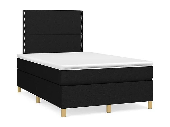 Cama box spring con colchón y luces LED tela negro 120×190 cm