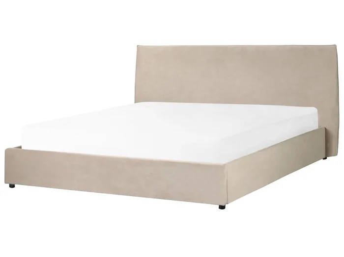 Cama con almacenaje Terciopelo LAVAUR 180 x 200 cm Gris pardo