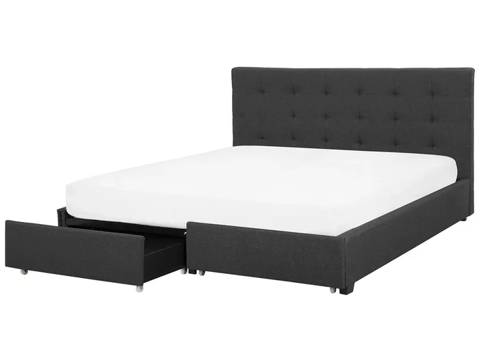 Cama con cajones Tela LA ROCHELLE 180 x 200 cm Gris oscuro