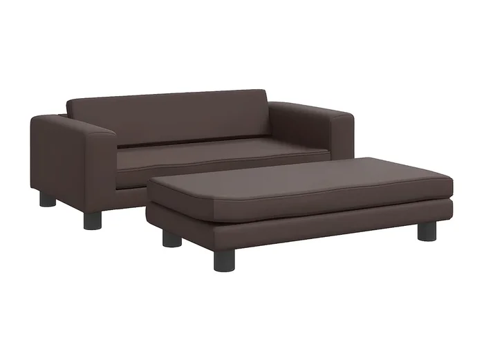 Cama de perros con extensión cuero sintético marrón 100x50x30cm ES475593