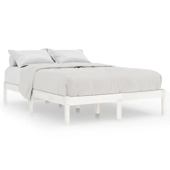 Cama Doble – Cama para adultos – Estructura cama sin colchón madera maciza blanco