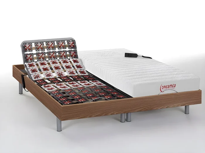Cama eléctrica de terminales colchón con plancha de látex – 2 x 70 x 190 cm – Natural claro – ETHER de DREAMEA
