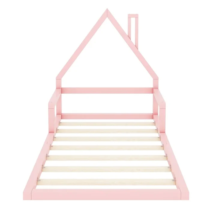 Cama infantil 90×200 cm – madera maciza de pino – Rosa