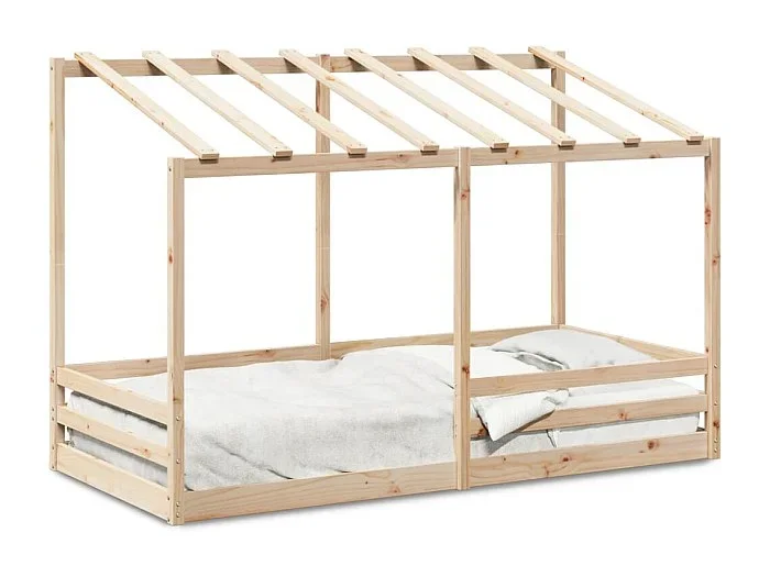 Cama infantil con techo madera maciza pino blanca 80×200 cm ES946815