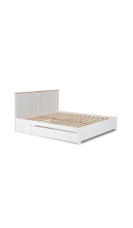 Cama para matrimonio modelo Gala con cajón y somier acabado blanco, para colchón 160×200 cm.