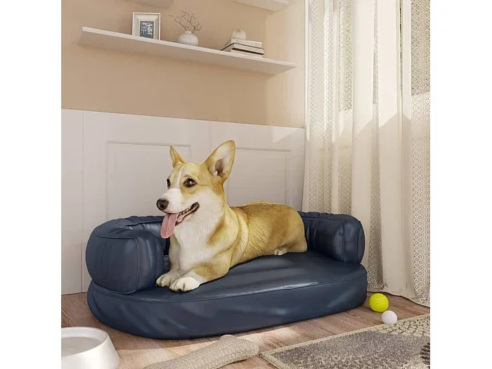 Cama para perros de espuma cuero sintético azul oscuro 60×42 cm