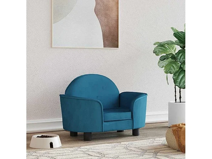 Cama para perros de terciopelo azul 66x40x45 cm