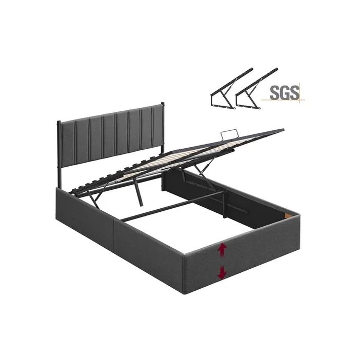 Cama plegable con cabecero hidráulico y espacio de almacenamiento