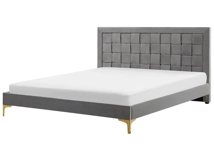 Cama Terciopelo LIMOUX 180 x 200 cm Gris