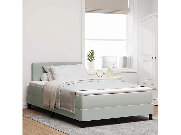 Cama tipo Box Spring Gris claro 120 x 200 cm Terciopelo